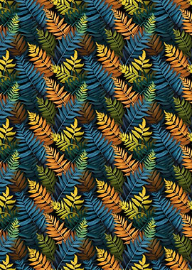 Fern Leaf Pattern on Black Background