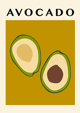 Avocado Fruit Minimalist Illustration