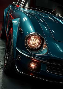 Teal Classic Car Close-Up