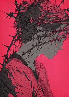 Woman with Crown of Thorns Illustration