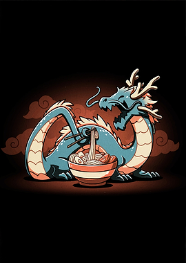 Dragon eating ramen