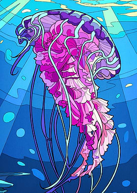 Stylized Jellyfish Ocean Depths