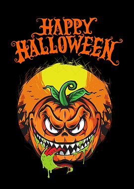 Happy Halloween Pumpkin Illustration