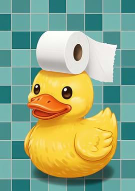 Duck with Toilet Paper Hat