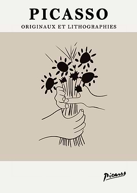Picasso Flower Bouquet Lithograph