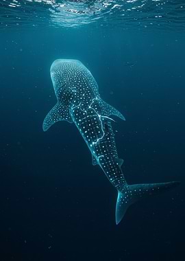 Whale Shark in Deep Blue Ocean