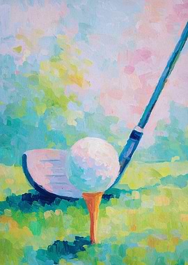 Golf Ball and Club Painting