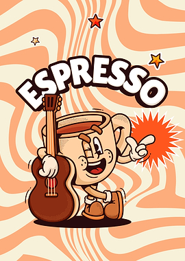 Rock star Coffee - Cartoon Coffee Art