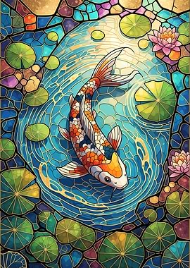 Koi Fish Stained Glass Art