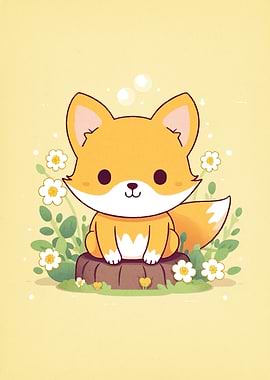 Cute Cartoon Fox Stump