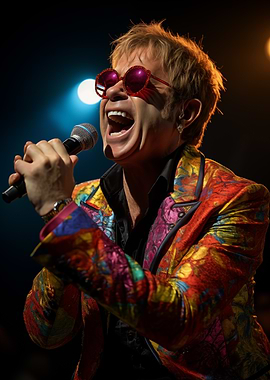 Elton John performing on stage