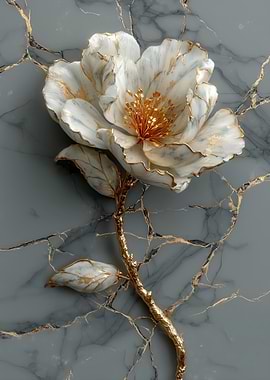 Elegant White and Gold Flower