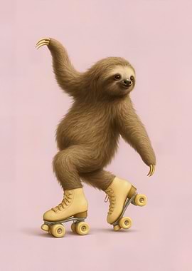 Skating Sloth – Funny Roller Dance Animal Print