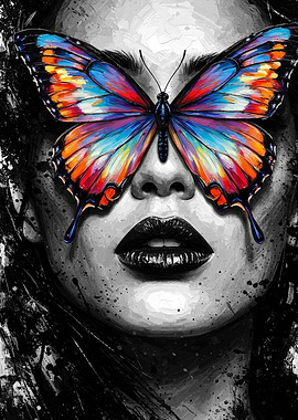 Butterfly Eyes Woman Portrait