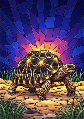 Radiated Tortoise Stained Glass Art