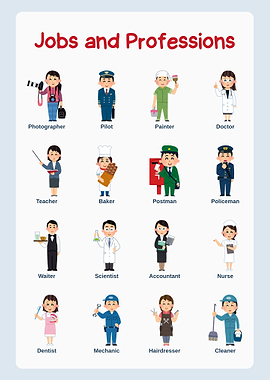 Jobs and Professions Cartoon Illustration