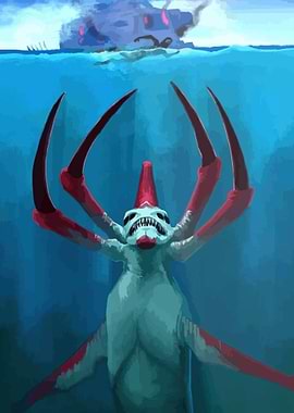 Underwater Creature with Shipwreck Background