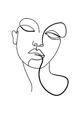 Minimalist Line Art Woman's Face