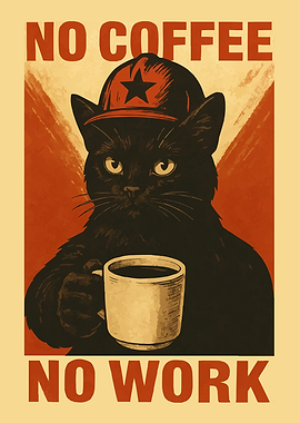 No Coffee No Work Cat Poster