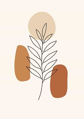 Minimalist Plant Art with Abstract Shapes