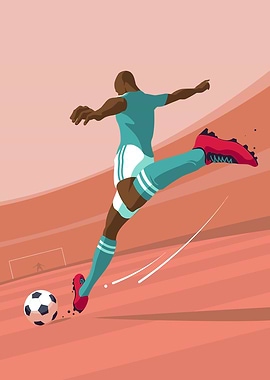 Soccer Player Kicking Ball Illustration