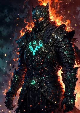Fiery Knight in Dark Armor