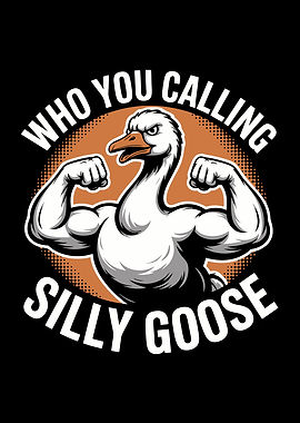 Muscular Goose Cartoon Illustration