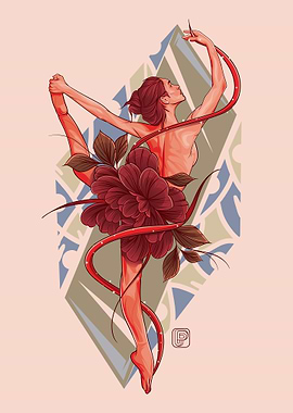 Floral Ballerina Illustration – Elegant Dance Art