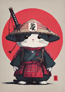 Samurai Cat Illustration