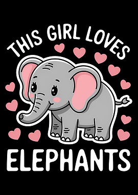 Girl Loves Elephants Cartoon