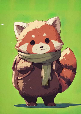 Cute Red Panda with Backpack
