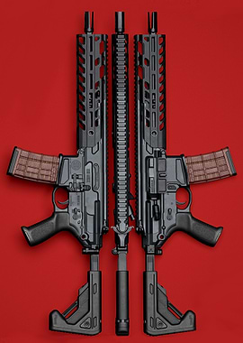 Three Black Rifles on Red Background