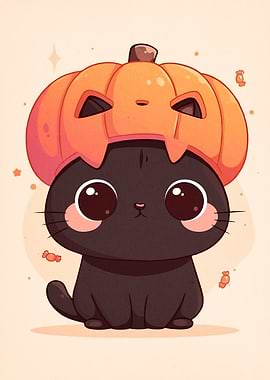 Cute Cat Pumpkin Hat