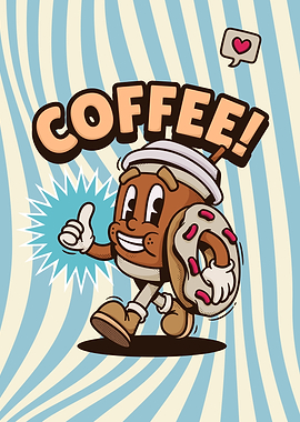 Coffee and donut - Retro coffee poster