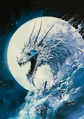 Icy Dragon Moon Digital Art