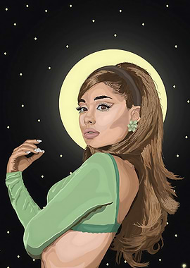 Ariana Grande Portrait with Moon