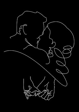 Minimalist Kissing Couple Line Art