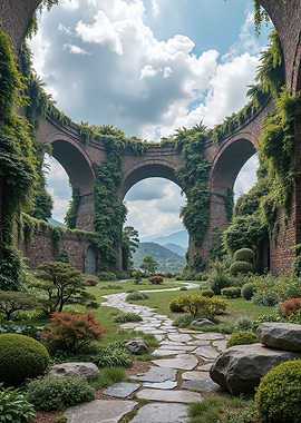 Overgrown Arches in a Lush Garden