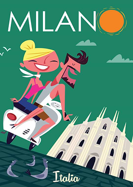 Milan, Italy Travel Poster