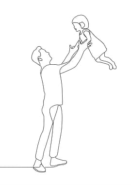 Father and Daughter Minimalist Line Art