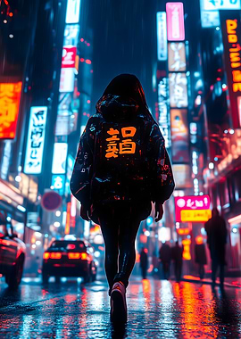 Cyberpunk Cityscape Hoodie Girl