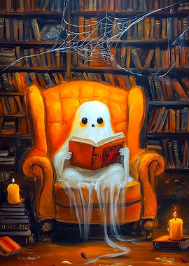 Ghost Reading in Library Chair