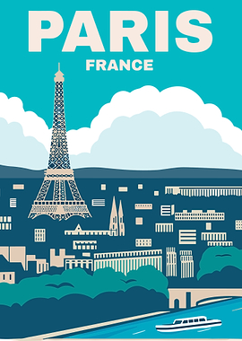 Paris France Travel Poster