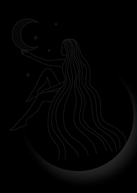 Woman with Moon and Stars