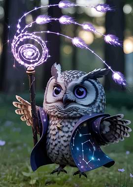 Wizard Owl with Magic Staff
