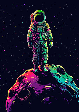 Astronaut on a Colorful Alien Planet