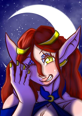 Elf girl with Moon Background