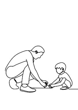 Father and Son Minimalist Line Art