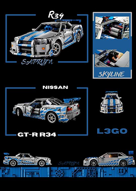 Nissan Skyline GT-R R34 Lego