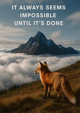 Fox on Mountain with Inspirational Quote